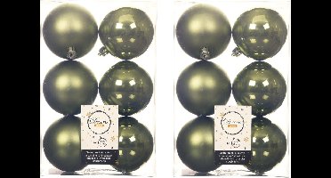 Decoris Kerstballen - 36x st - mosgroen - D8 cm - kunststof - mat/glans - kerstversiering