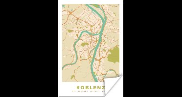 Poster Koblenz - Plattegrond - Kaart - Stadskaart - Vintage - 20x30 cm