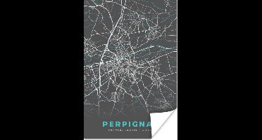 Poster Kaart - Stadskaart - Plattegrond - Frankrijk - Perpignan - 20x30 cm