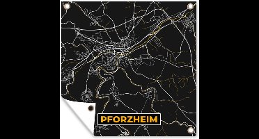 Tuinposters Pforzheim - Goud - Plattegrond - Stadskaart - Duitsland - Kaart - 50x50 cm - Tuindoek