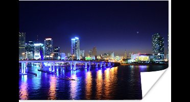 Poster Water - Licht - Nacht - Skyline - 30x20 cm