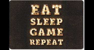 Muismat XXL - Bureau onderlegger - Bureau mat - Gaming - Games - Quotes - Spreuken - Eat sleep game repeat - 90x60 cm - XXL muismat - Geschikt voor Gaming Muis en Gaming PC set - Game kamer accesiores