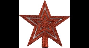 Gerimport Piek kerstboom - ster - rood - kunststof - 19 cm - Kerstpieken - Voor bomen tussen de 120 en 180 cm