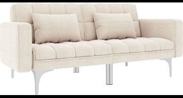 vidaXL - Slaapbank - stof - crème