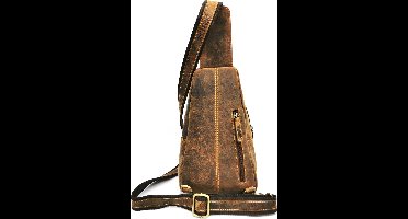 Hunters leren crossbody tas slingbag bruin