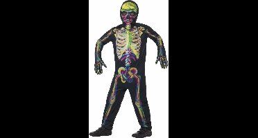 Glow in the dark skelet skinsuit kinderen - maat S