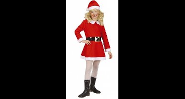 Kerst jurkje - rood - meisjes - kerstvrouw verkleedjurkje - verkleedkleding - kerstman - outfit 140