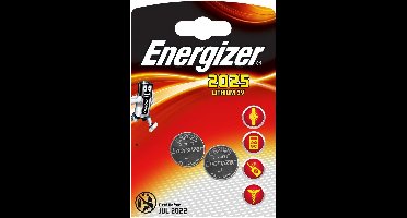 Energizer CR2025 Lithium Button Cell Battery 3 V - 2 stuks