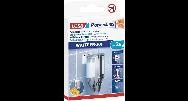 Tesa powerstrips - 12x - wit - kunststof - waterproof - dubbelzijdig - zelfklevend