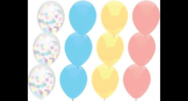 Haza Ballonnen - pastel kleuren mix verjaardag/thema feest - 12x stuks
