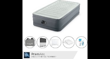 Intex Luchtbed - 1-Persoons - 99 x 191 x 46 cm - Grijs - Inclusief pomp - Hoeslaken - Kussen - Kussenbeschermer en Reparatieset