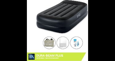 Intex Luchtbed - 1-Persoons - 99 x 191 x 42 cm - Blauw - Inclusief pomp - Hoeslaken en Reparatieset