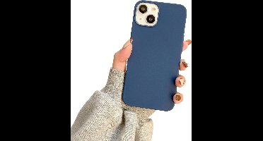 Soft Touch Hoesje - Geschikt voor Apple iPhone 14 Pro Max - Navy Blauw - Stevig Shockproof TPU Materiaal - Zachte Coating - Siliconen Feel Case - Back Cover Donkerblauw