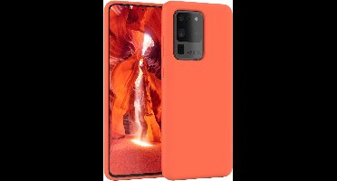 Hoesje Geschikt Voor Samsung Galaxy S20 Ultra Hoesje - Fluweelzachte Microvezel Siliconen Back Cover – Koraal