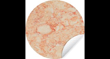 WallCircle - Muurstickers - Behangcirkel - Marmer - Rood - Oranje - ⌀ 30 cm - Muurcirkel - Zelfklevend - Ronde Behangsticker
