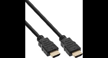 InLine® HDMI High Speed kabel met ethernet, male / male, zwart/goud, 0,3m