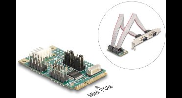 Delock Mini PCIe I/O PCIe full size 2 x Serial RS-232 with voltage supply 5 V / 12 V