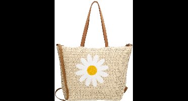 Beagles Fuerteventura Shopper - Schoudertas - Madelief - Riet - Tote Bag - Dames Tas - Licht natuur