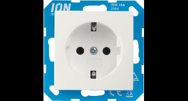 ION industries stopcontact met randaarde - E1 alpin wit glanzend (10.302.014) - wandcontactdoos