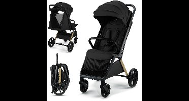 Kinderkraft LOOM Buggy – Lichtgewicht & Compact – Automatisch Inklapbaar – Verstelbare Rugleuning – Zwart