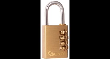 GEKO Brass combinatieslot - 4-cijferig - 38mm - Weerbestendig - 10.000 combinaties