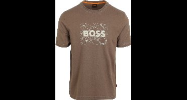 BOSS T-shirt Logo Bruin - Maat L - Heren - Casual T-shirts