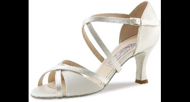 Werner Kern July Dansschoenen Dames Wit Satijn - Bruidsschoenen met suede zool - Hak 6,5 cm - Open teen - Salsa, Latin, Ballroom, Kizomba - Werner Kern Bridal - Wit - 40 2/3