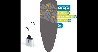 AIRPRO By Widex 6 laagse strijkplankhoes - 50% sneller strijken - Geen water meer onder je strijkplank - maat XXL voor een breedte van 44 tot 50 cm en een lengte van 130 tot 140 cm - Incl gratis spanners