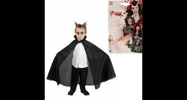 Halloween Dracula/vampier verkleed set - voor kinderen - cape en tanden - zwart