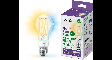 WiZ Filament Lamp - Warm- tot Koelwit Licht - Slimme LED Verlichting - UltraEfficient; Energieklasse A - E27 fitting - 60W - Transparant - Wi-Fi