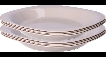 Plasticforte Verjaardag/kinderen/camping borden - 8x stuks - Dia 21 cm - beige - kunststof - onbreekbaar