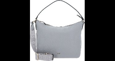 BOSS Leren Schoudertas Alyce Hobo BM Light Grey Lichtgrijs