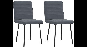 vidaXL - Eetkamerstoelen - 2 - st - fluweel - donkergrijs
