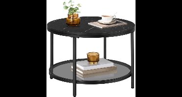 ApexArte® Ronde Moderne Salontafel met Houten Tafelblad en Metalen Onderstel voor Woonkamer