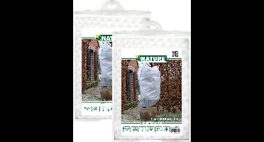 Nature plantenhoes met trekkoord - 6x stuks - H100 x D50 cm - wit - anti-vorst planten beschermhoes