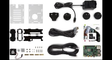 Whadda Raspberry Pi® 4 starterkit (4 GB) met koelbehuizing, complete set voor Raspberry Pi® 4 projecten met microSD 32 GB, gigabit ethernet, 4K HDMI, Bluetooth 5.0 en PoE-ondersteuning, leer programmeren