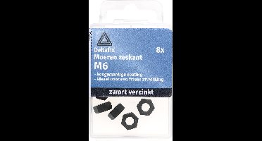 Deltafix moer zeskant zwart verzinkt m6 din 934 8 st.