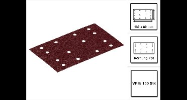 Festool STF 80x133 RU2/50 Schuurstroken Rubin 2 P60 80 x 133 mm 100 st. ( 2x 499047 ) voor Rutscher RTS 400, RTSC 400, RS 400, RS 4, LS 130