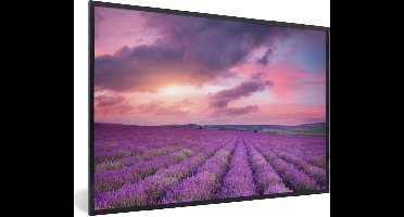 PosterMonkey - Poster - Fotolijst - Bloemen - Lavendel - Zon - Wolken - Paars - 120x80 cm - Frame - Poster kader - Foto met lijst - Poster natuur - Poster lavendel