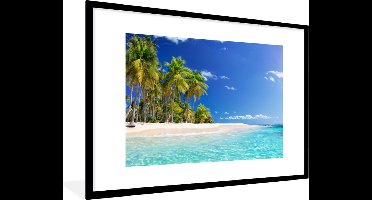 PosterMonkey - Poster met frame - Fotolijst - Strand - Zee - Palmboom - Posterlijst - 120x80 cm - Kader - Wanddecoratie - Poster natuur - Poster - Woonkamer