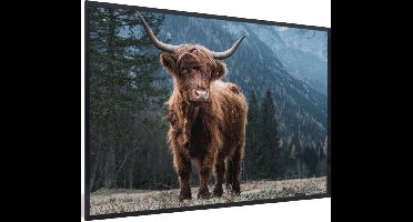 PosterMonkey - Fotolijst - Poster - Schotse hooglander - Berg - Landschap - Boom - Koe - 90x60 cm - Kader - Poster Schotse hooglander - Poster frame - Foto in lijst - Poster dieren