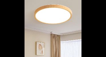 LED-plafondlamp met houtnerf - inbouw ultradun modern 12W 3000K/4000K/6000K selecteerbaar, rond voor woonkamer, keuken, badkamer, gang