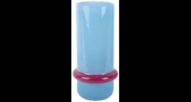 Present Time Vaas Animado Anillo Large - Zachtblauw - 13.5x13.5x28cm - Glas - Modern - Bloemenvaas - Woondecoratie - Decoratieve vaas voor woonkamer of slaapkamer - Moederdag - Moederdag cadeautje - Moederdag cadeau voor mama