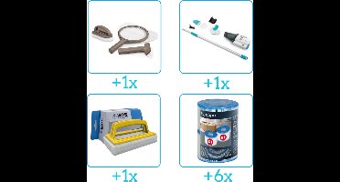 Zwembad Onderhoudspakket - Onderhoud Zwembad - bevat Scrubpad - Schepnet - Borstel - Stofzuiger - Scrubborstel en Filters (4-delig)
