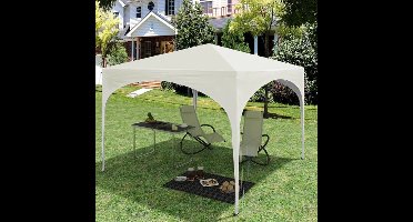Party Tent - Opvouwbare - Tuinpaviljoen - Waterproof - Kap 3x3m - Pop-Up - met Halfronde Dak - voor Buitenmarkt - Beige