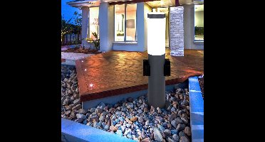 Staande lamp buitenlamp met fitting RVS Staande lamp tuinpad, opaal antraciet, 1x E27 fitting, DxH 12,7x45 cm