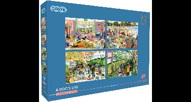 Gibsons puzzel A Dog's Life dieren 4-in-1 legpuzzel 500 stukjes.