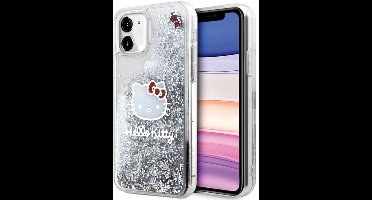 Hello Kitty Liquid Glitter - iPhone 11 Hoesje - Sierlijk Design - Kitty Hoofd - Zilver