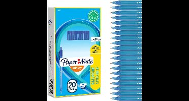 Paper Mate InkJoy 100RT-balpennen met drukknop | Medium punt (1,0 mm) | Blauw | 20 stuks
