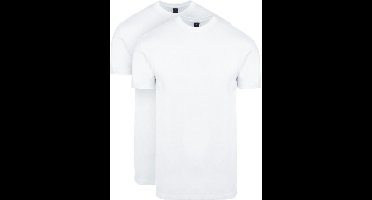 Suitable Obra T-Shirt Hoge Ronde Hals Wit 2-Pack - Maat XL - Heren - Basic T-shirt Heren